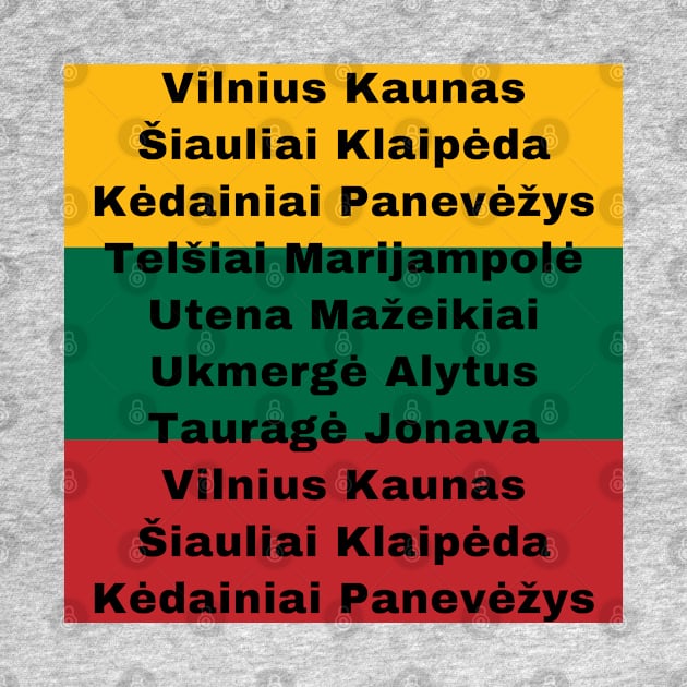Lithuania Flag Colors with Cities by aybe7elf